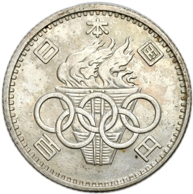 Japonia. 100 jenów 1964 XVIII letnie IO, Tokio 1964 – SREBRO