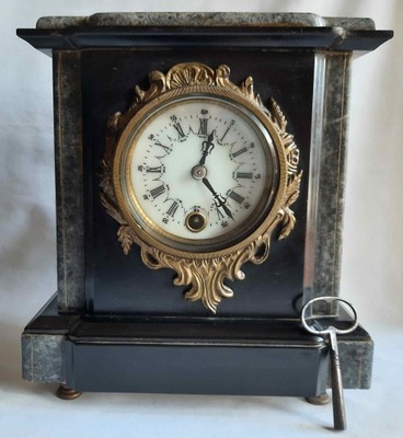 Zegar Kominkowy Francja Marmur XIX w.