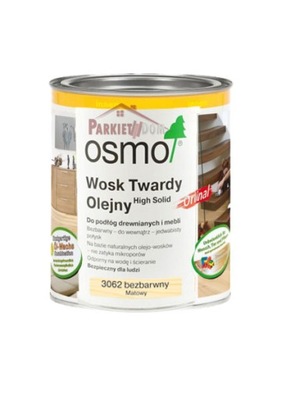 OSMO WOSK TWARDY OLEJNY 3062 MATOWY 0,75L