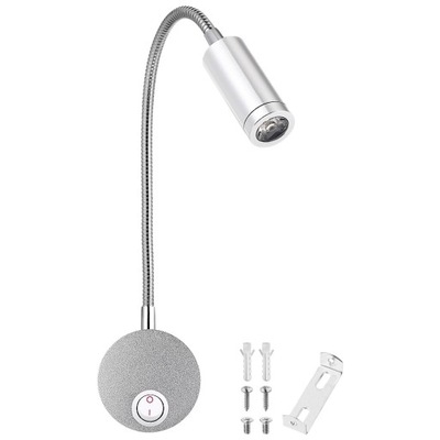 LAMPA LED ŚCIENNA Z RUCHOMYM RAMIENIEM SREBRNA