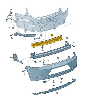 Напрямна кронштейн бампера vw scirocco задня фото №1