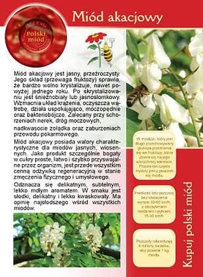 Broszurka informacyjna ulotka - miód akacjowy (20szt) - U7