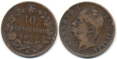 Włochy 10 Centesimi - 1893r BI ... Monety