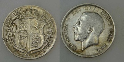 Wielka Brytania - srebro - 1/2 Crown 1918 rok