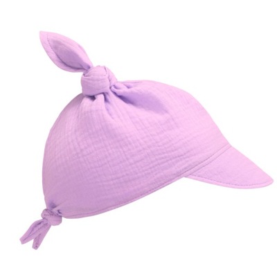 Czapka chusta chustka muślinowa dziecięca z daszkiem różowa bawełna liliowa