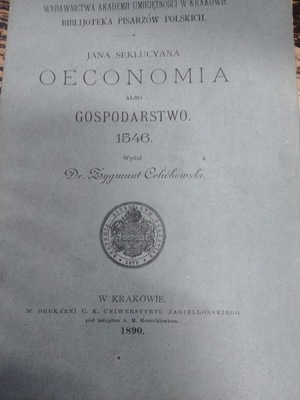 Seklucyana OECONOMIA ALBO GOSPODARSTWO 1890