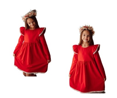 Sukienka Lily Grey czerwona z koronką Święta 128