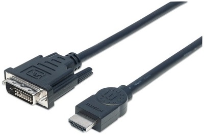 Manhattan 372510 adapter kablowy 3 m HDMI Typu A (Standard) DVI-D Czarny