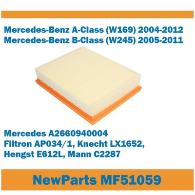 FILTRAS ORO MF51059 MERCEDES A (W169) B (W245) PAKAITALAS AP034/1 