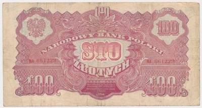 3332. 100 zł 1944 -owe - HA - st. 4/4+