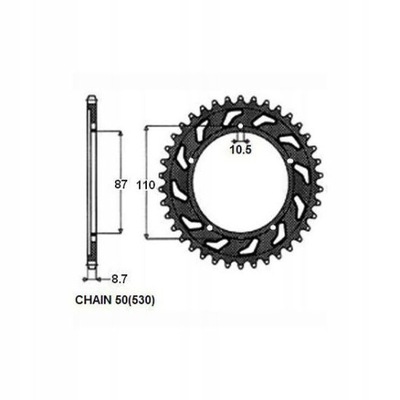 ЗУБЧАТКА ЗАДНЯ СТАЛЬ SUNSTAR 50 (530) Z.48 SUNR1-538