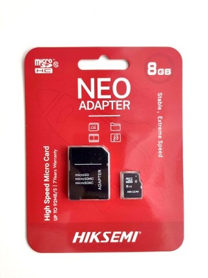 Karta pamięci micro SDHC HIKSEMI NEO 8GB 23/10MB/s Class 10+adapter SD