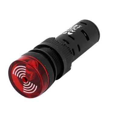 Kontrolka LED 19mm czerwona z buzzerem 12V DC