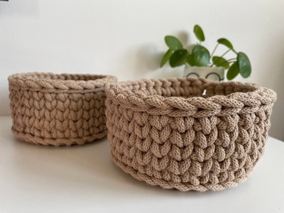 Koszyki ze sznurka bawełnianego handmade komplet
