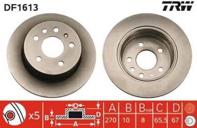 2X DISCO DE FRENADO OPEL PARTE TRASERA OMEGA DF1613  