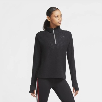 BLUZA DO BIEGANIA NIKE THERMA-FIT ZAMEK 1/2 DŁUGI RĘKAW CZARNY DM1495-010 S