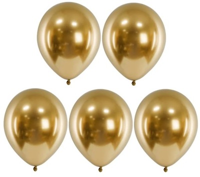 Balony glossy chromowane złote METALICZNE 5 sztuk