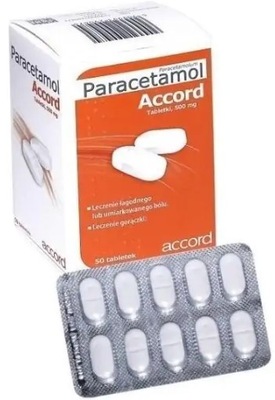 Paracetamol Accord x 0,5 g PRZECIWBÓLOWY 50 tabletek