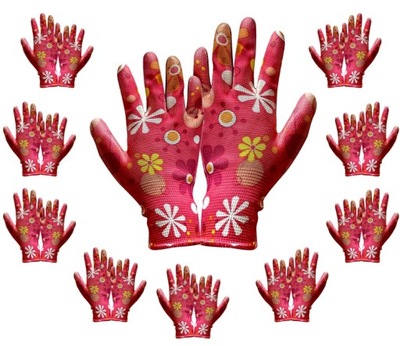 10X GUANTES OGRODOWE FLORES DAMSKIE DE PROTECCIÓN 7  