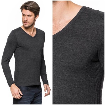 Męski sweter Tom Tailor TOM TAILOR V-NECK WITH RIB DETAILS XL