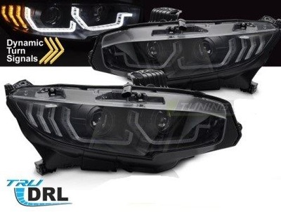 Лампы передние do honda civic x 16-21 black led фото №1