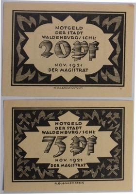 DA69. NOTGELDY WALDENBURG - WAŁBRZYCH ZESTAW 2 SZT 1921 25.03