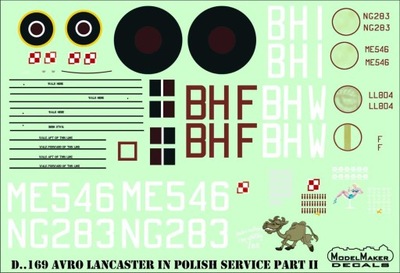 ModelMaker Decals D72169 1/72 Avro Lancaster POLSKIE MALOWANIA