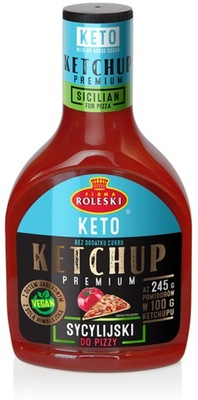 Roleski KETO Ketchup Sycylijski do pizzy Wegański Vege Bez Cukru 425g