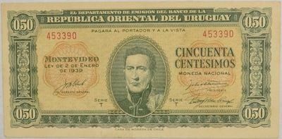 1.fz.Urugwaj, 50 Centesimos 1939, P.34, St.2