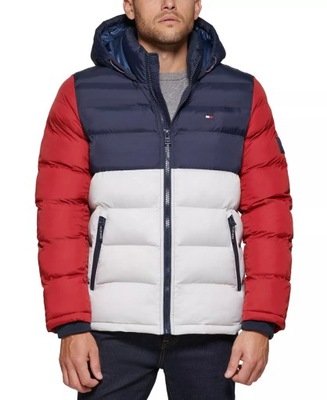 Tommy Hilfiger zimowa kurtka męska Quilted niebieska/czerwona/biała XL