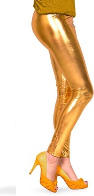 Złote błyszczące leginsy legginsy XL 42