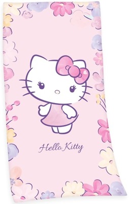 Ręcznik Hello Kitty 75x150 Różowy Kąpielowy Kotek