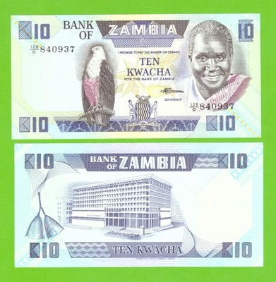 ZAMBIA 10 KWACHA 1980/1988 P-26e UNC