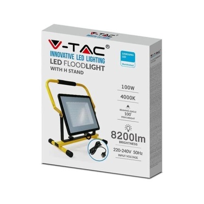 PROJEKTORIUS NEŠIOJAMASIS LED V-TAC 100W SAMSUNG CHIP IP65 3MB VT-109 4000K 