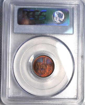 IIRP, WMG , 1 fenig 1937 r PCGS - MS 66RB