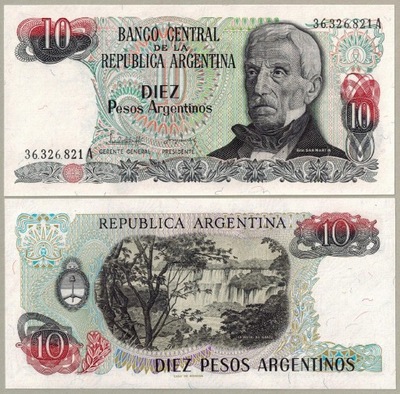 Argentyna 10 Pesos Argentinos 1983 P-313a.1 UNC