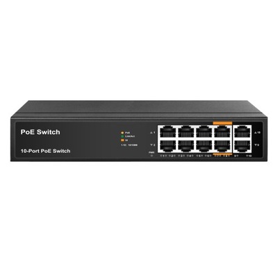SWITCH POE do kamer IP 8x POE 2x UPLINK 100Mb