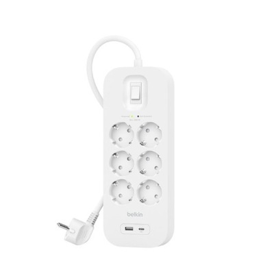 BELKIN LISTWA ZASILAJĄCA 6-PORTS + 1XUSB-A/C 650J