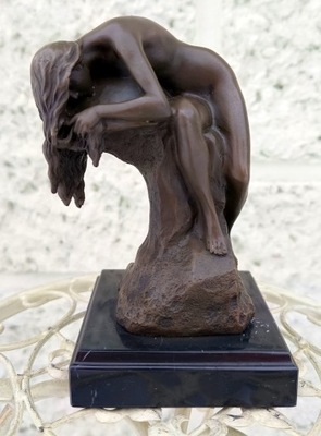 Brąz Akt Kobieta Marmur Figura Stylowa Rzeźba Sygnowana Marmur