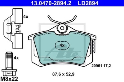 13.0470-2894.2 ZAPATAS HAM.CERAMIC PARTE TRASERA VW GOLF V 03-  