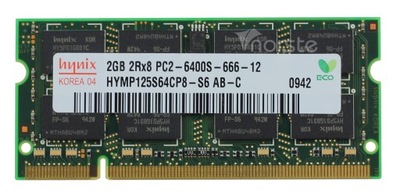 2GB 800 MHz HYNIX PC2-6400S 666-12 HYMP125S64CP8-S6 AB-C PAMIĘĆ RAM DDR2