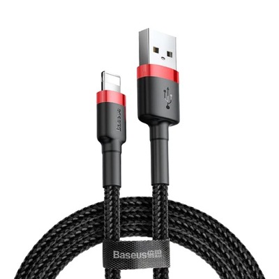 Kabel USB-A Lightning Baseus Cafule 2.4A 1m Czarno-czerwony