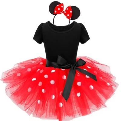Sukienka Myszka Minnie komplet strój dla dziewczynki na roczek uszka 80 cm