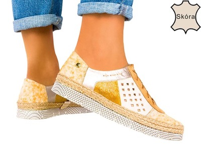 ESPADRYLE PÓŁBUTY SKÓRZANE BUTY AŻUROWE NEW r 39