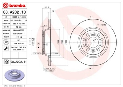 ГАЛЬМІВНІ ДИСКИ ГАЛЬМІВНІ ЗАД BREMBO 08.A202.11 08A20211