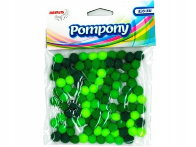 POMPONY ODCIENIE ZIELONEGO 1CM 100 SZTUK POM12