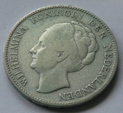 Holandia - 1 Gulden - 1929 r. - Wilhelmina - Ag