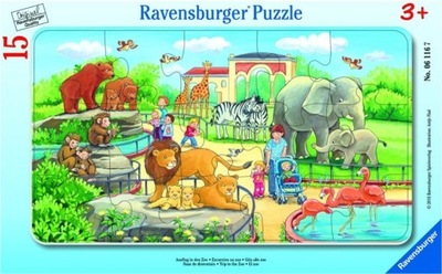 Puzzle ramkowe 15 elementów. Wycieczka do Zoo