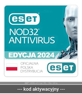 ESET NOD32 AntiVirus 1PC / 1Rok NOWA