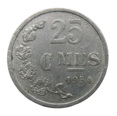 LUKSEMBURG 25 CENTIMES 1954 ALUMINIUM